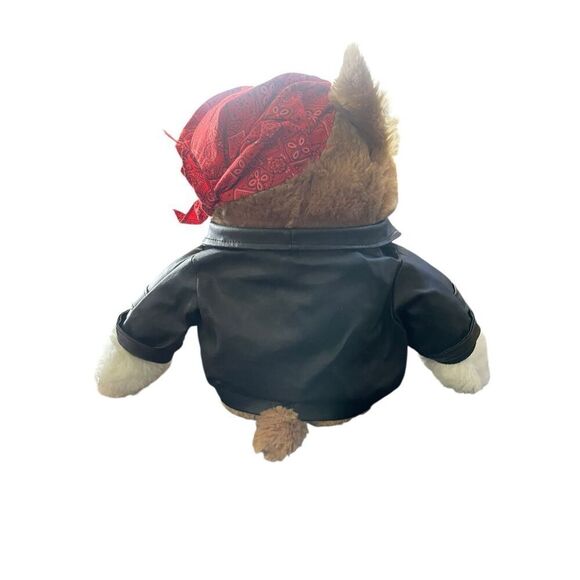 DanDee Collectors Choice Kids Tan Black Biker Bulldog W/ Leather Jacket Plush OS - Picture 5 of 12